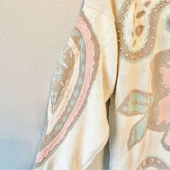 Chaus Vintage Floral Paisley Knitted Coquette Sweater - Picture 2 of 4